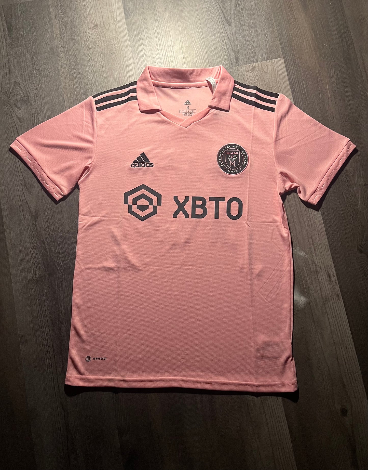 The Heartbit Kit/ Adidas Inter Miami CF 22/23 Home Jersey featuring Lionel Messi