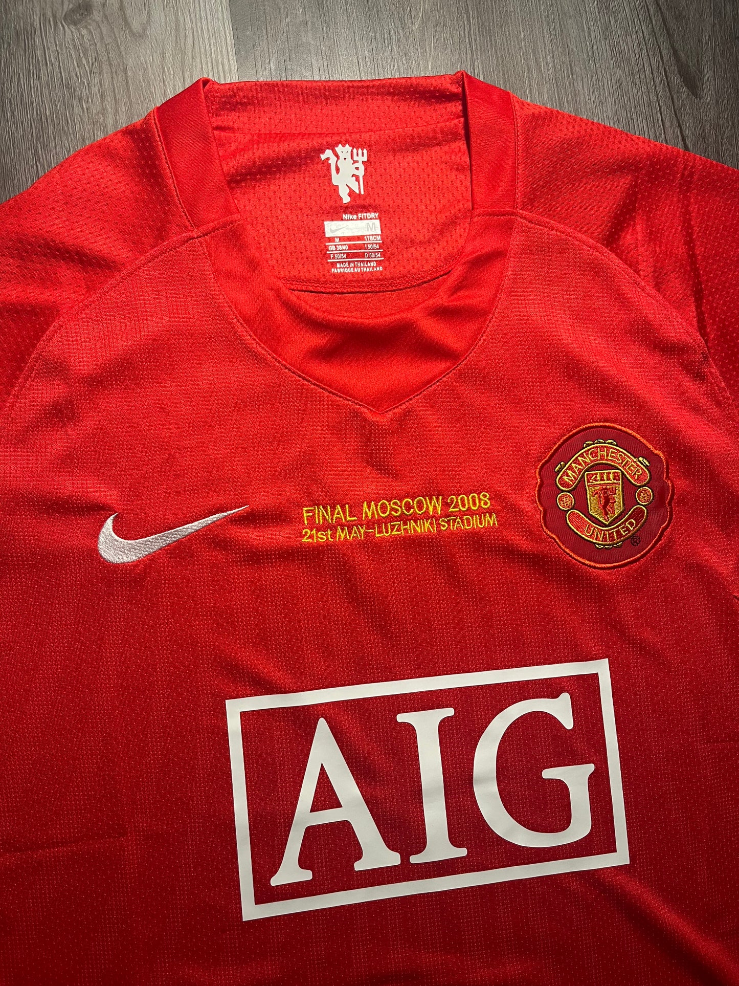 Cristiano Ronaldo Manchester United jersey, specifically a retro fan version of the 2007-2008 home shirt