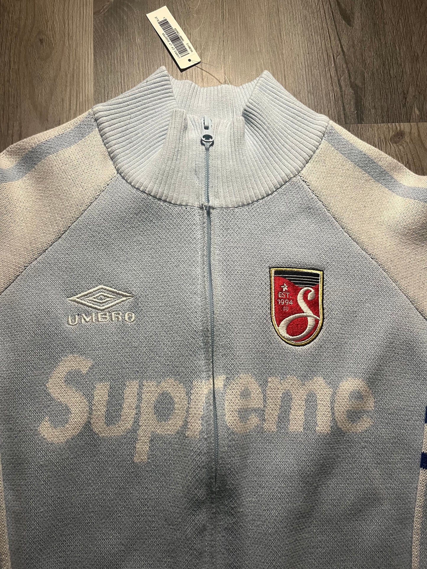 Supreme Umbro Zip Up Sweater, part of the Supreme Spring/Summer 2025 (SS25) collection