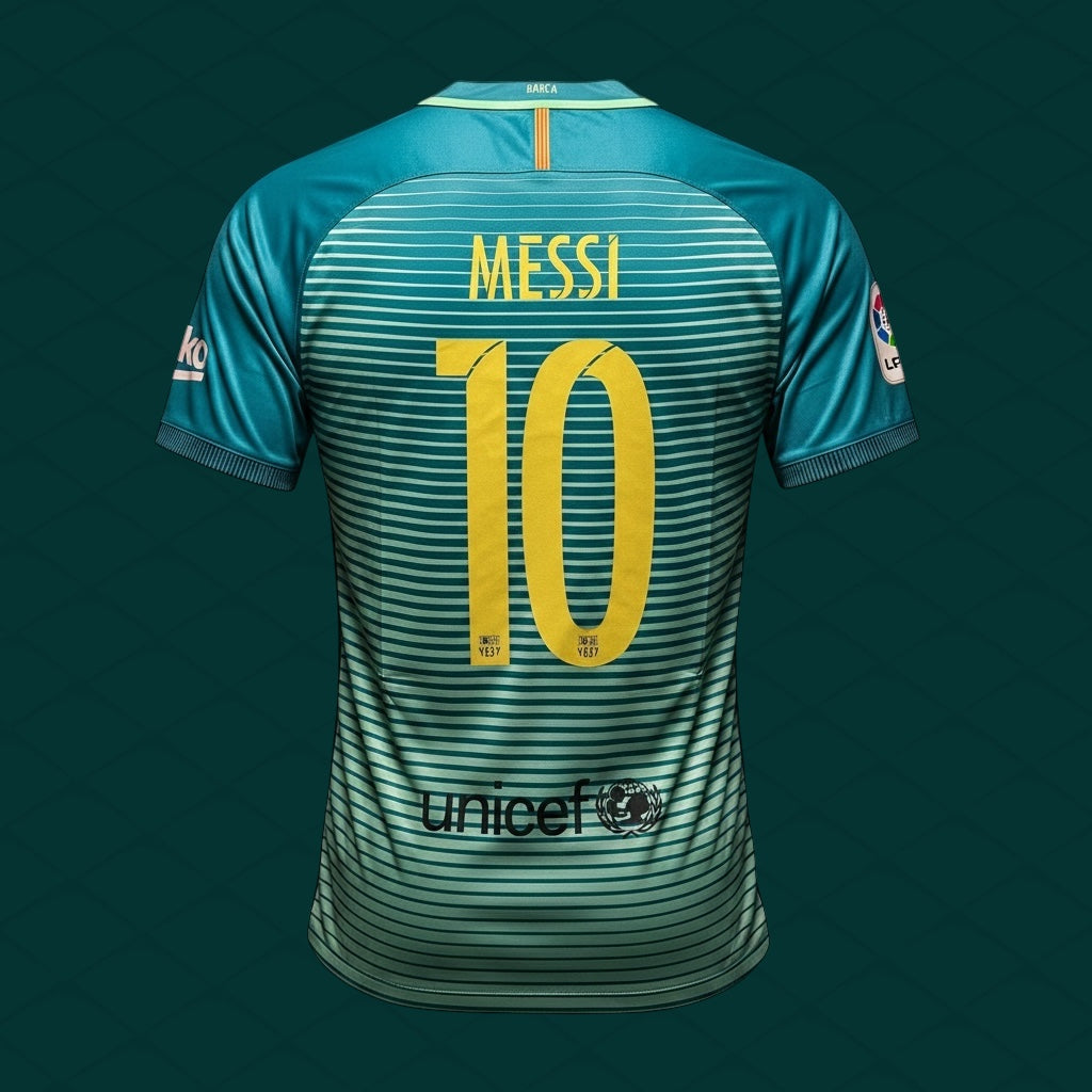 FC Barcelona 2016/17 Third Shirt, featuring the name and number of legendary Lionel Messi.