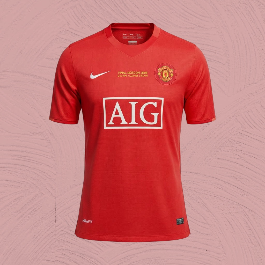Cristiano Ronaldo Manchester United jersey, specifically a retro fan version of the 2007-2008 home shirt