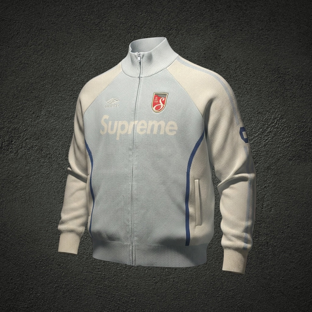Supreme Umbro Zip Up Sweater, part of the Supreme Spring/Summer 2025 (SS25) collection